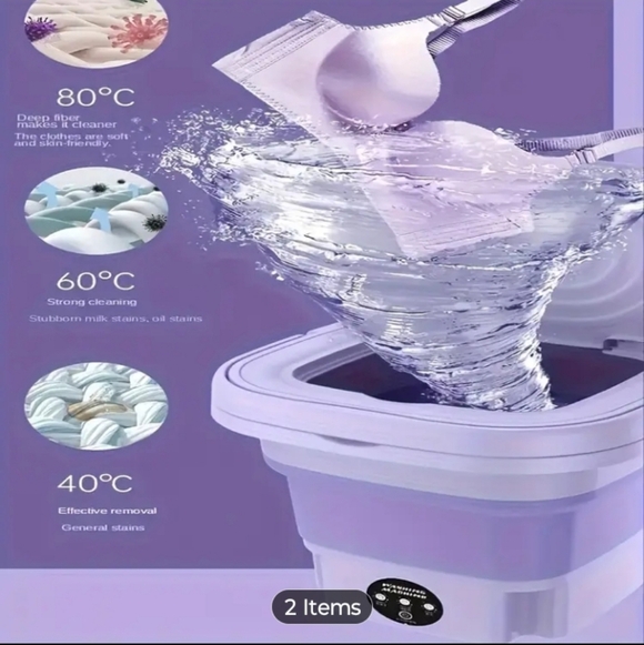 Compact Foldable Washing Machine in Purple - Picture 8 of 10
